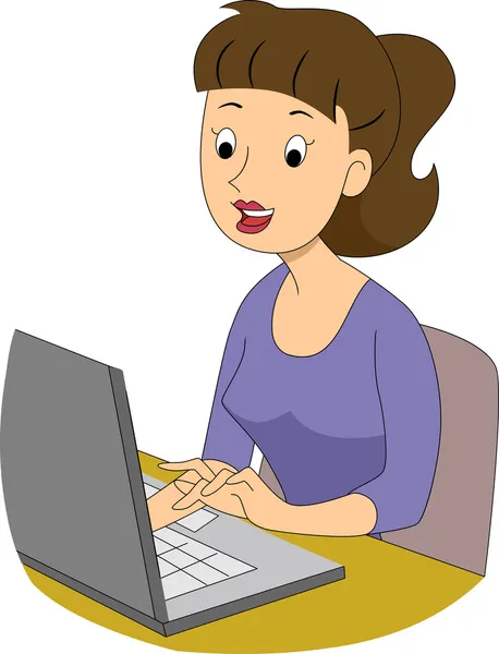 Girl Writer Typing — Stock Photo, Image