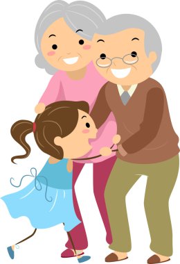 büyükbaba veya büyükanne torunu stickman ile çiftler