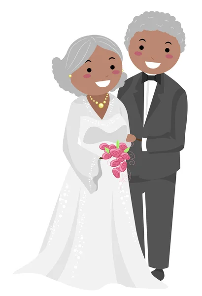 Äldre par bröllop stickman — Stockfoto