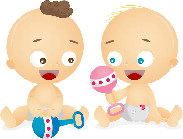 Babies Playing with Rattle — Stock Photo, Image