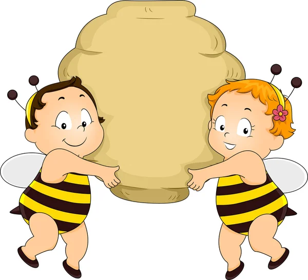 Bee Babies holding a Beehive — Stock Photo, Image