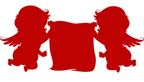 Cupidi silhouette con banner — Foto Stock