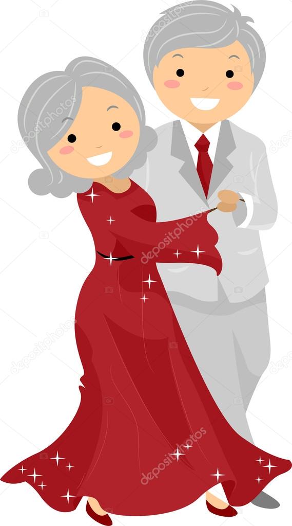 Senior Couple Ballroon Dancing Stickman