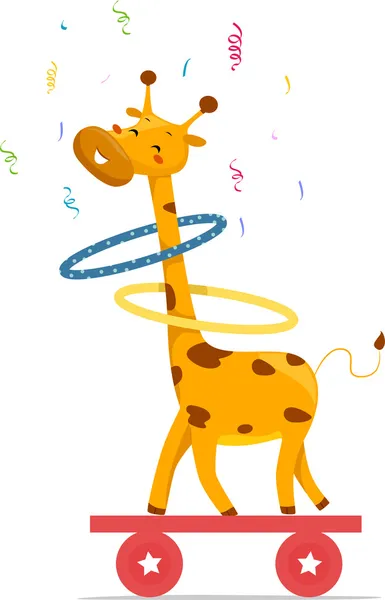 Cirkus giraff spelar hula hoops — Stockfoto