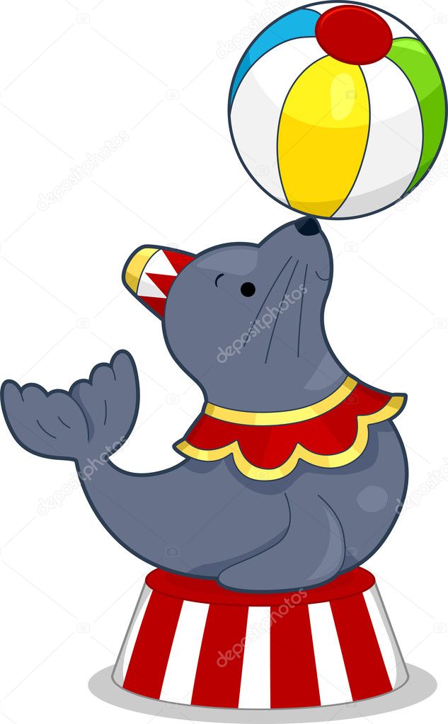 Circus Seal with Ball Stock Illustration by ©lenmdp #20980207