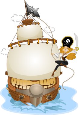 korsan gemide bulunan Pinup korsan kız