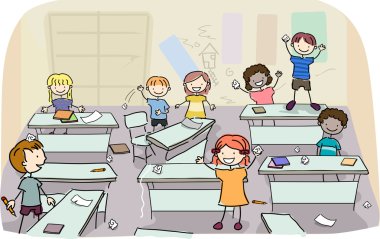 Stick çocuklar dağınık sınıf