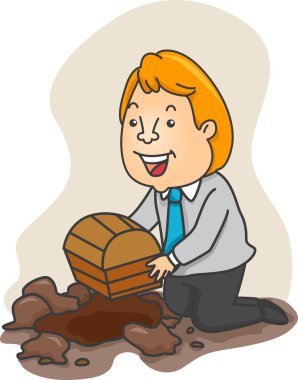 işadamı bir hazine sandığı gömme