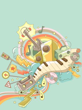 müzik öğelerinin arka plan 2 doodle