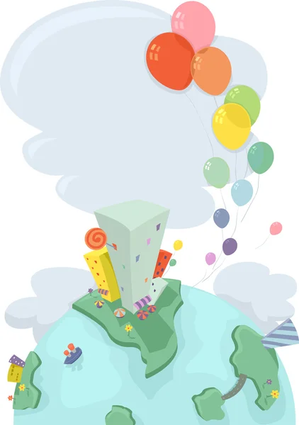 Městské země s balónky — Stock fotografie