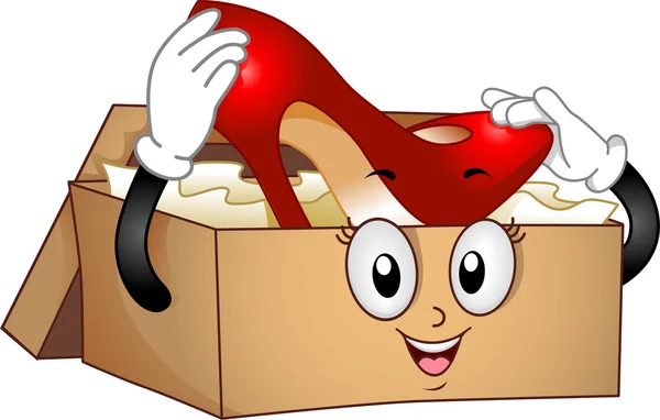 Mascotte Shoebox con Stilleto Rosso — Foto Stock