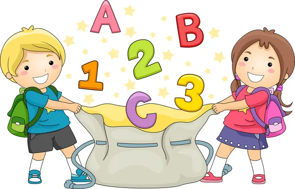 孩子们捉 Abc 和 123 的 — 图库照片