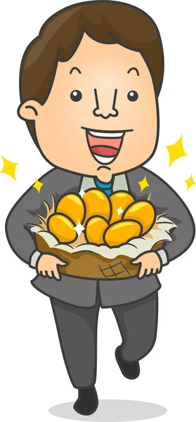 Businessman with Golden Eggs — Stock Photo, Image