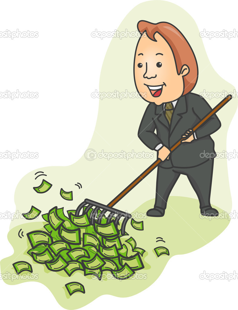 Businessman Raking Money — Stock Photo © lenmdp 23304750