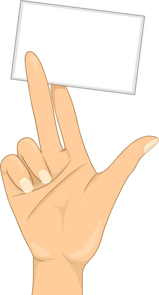 Mão de menina com um cartão de visita em branco — Fotografia de Stock