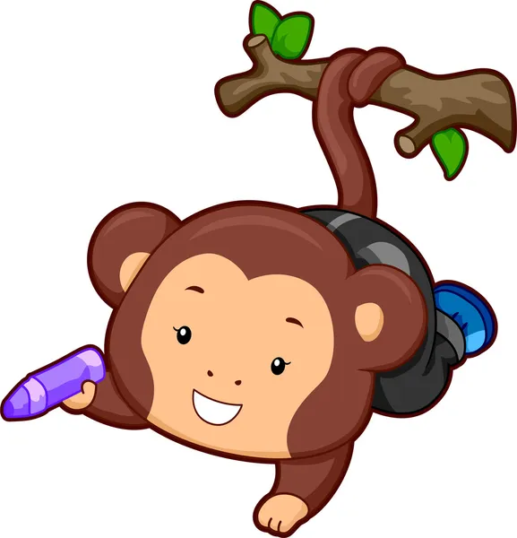 Mono sosteniendo un crayón — Foto de Stock