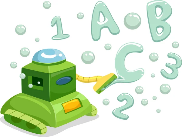Robot Making 123 and ABC Bubbles — Stock Photo, Image