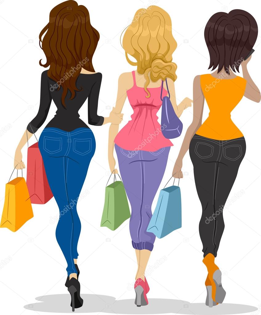 Back View of Girl Shoppers