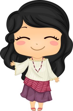 kimona ulusal kostüm giyen küçük filipina kız