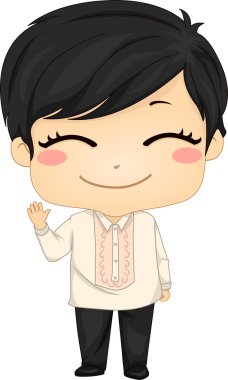 ulusal kostüm barong giyen küçük Filipinli çocuk tagalog