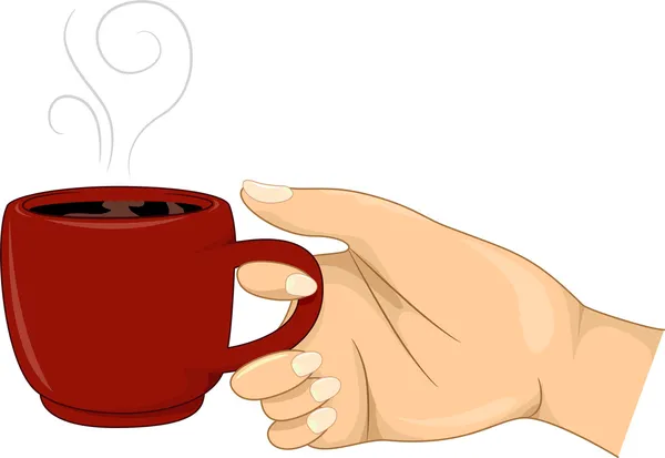 Girl's Hand Holding a Cup of Hot Coffee — Stock Photo, Image