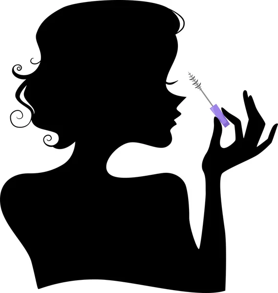 Silhouette of a Girl with Mascara — Stock Photo, Image