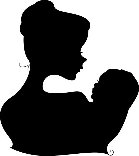 Silhouette von Mutter und Kind — Stockfoto