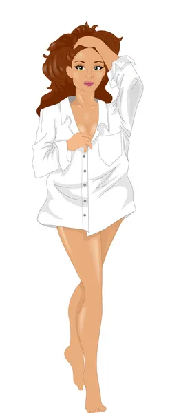 폴로 셔츠를 입고 섹시 한 여자 — 스톡 사진