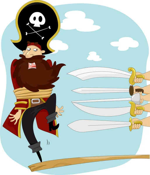 Pirate lopen de plank voor uitvoering — Stockfoto