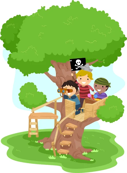 Pirata chicos en un árbol —  Fotos de Stock