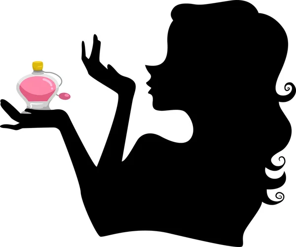 Silhouette of Girl with Perfume — Stock Photo, Image