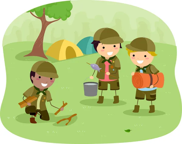 Boyscouts em Camping — Fotografia de Stock