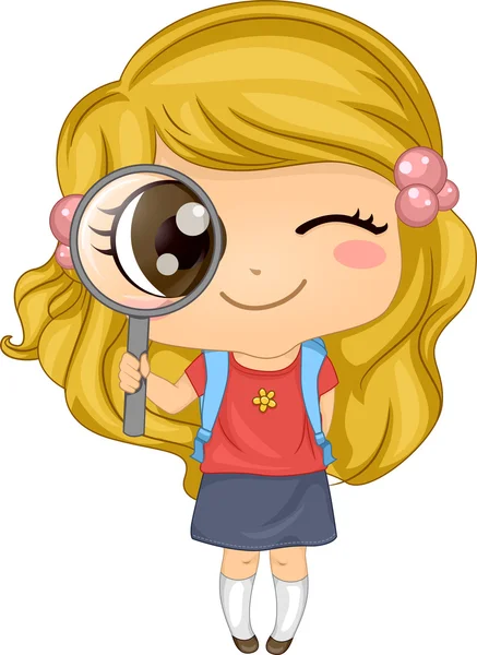Little Girl holding a Magnifying Glass — Stock Photo, Image
