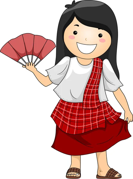 전통적인 필리핀 의상을 입고 소녀 — 스톡 사진