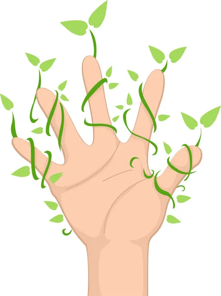 Hand med leaf vinstockar — Stockfoto