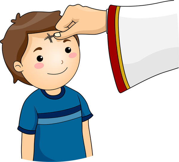 Boy Ash Wednesday Cross Mark