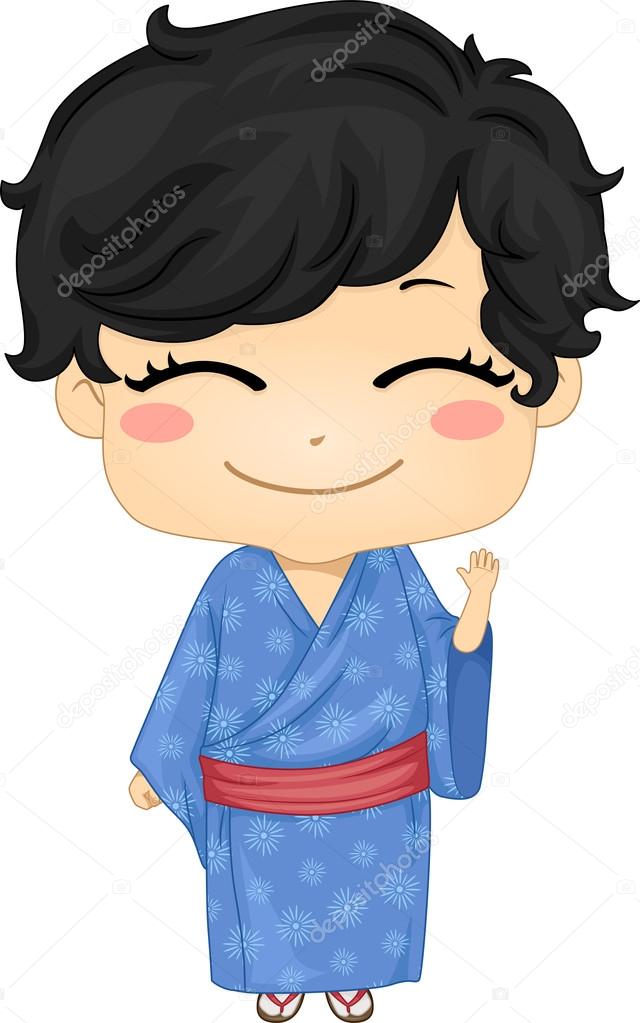 Little Japanese Boy Wearing Traditonal Costume