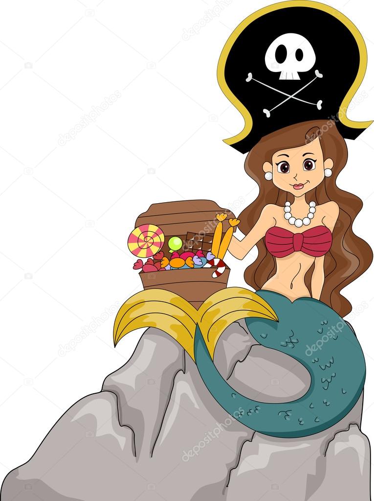 Mermaid with Candies on Treasure Chest