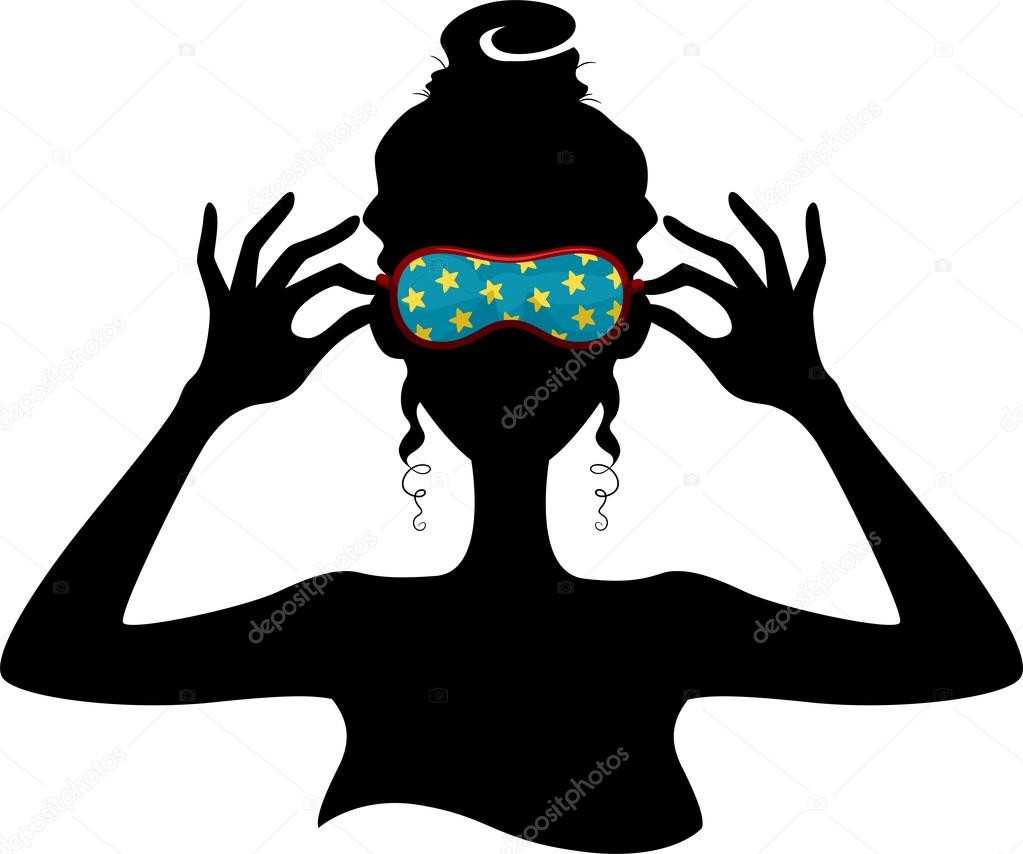 Silhouette of a Girl Wearing a Sleeping Mask