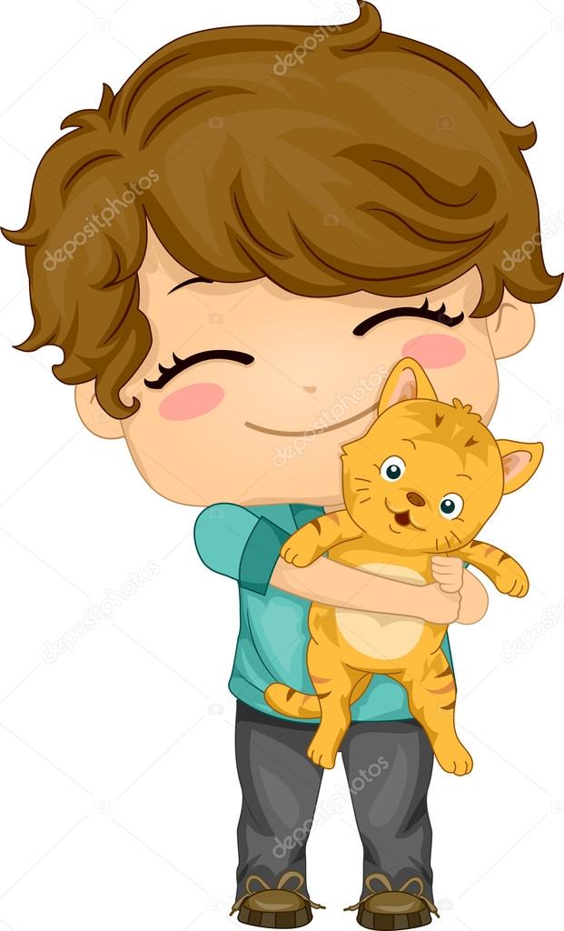 Little Boy with Pet Cat