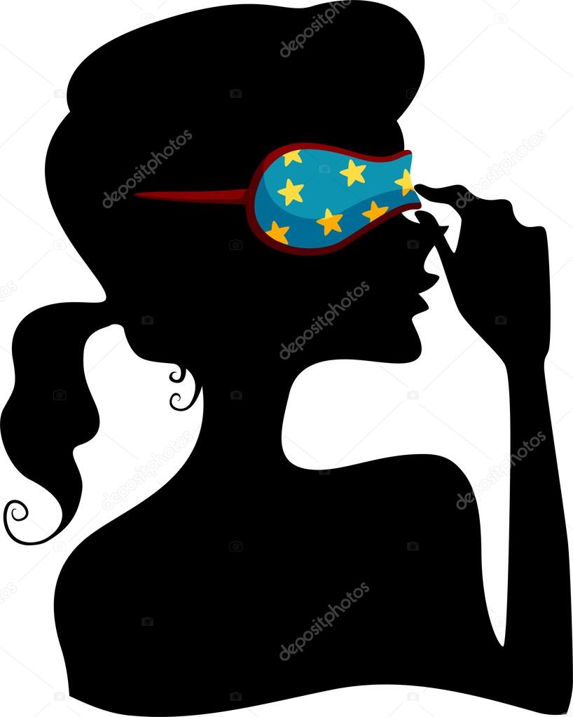 Silhouette of Girl wearing Sleeping Mask