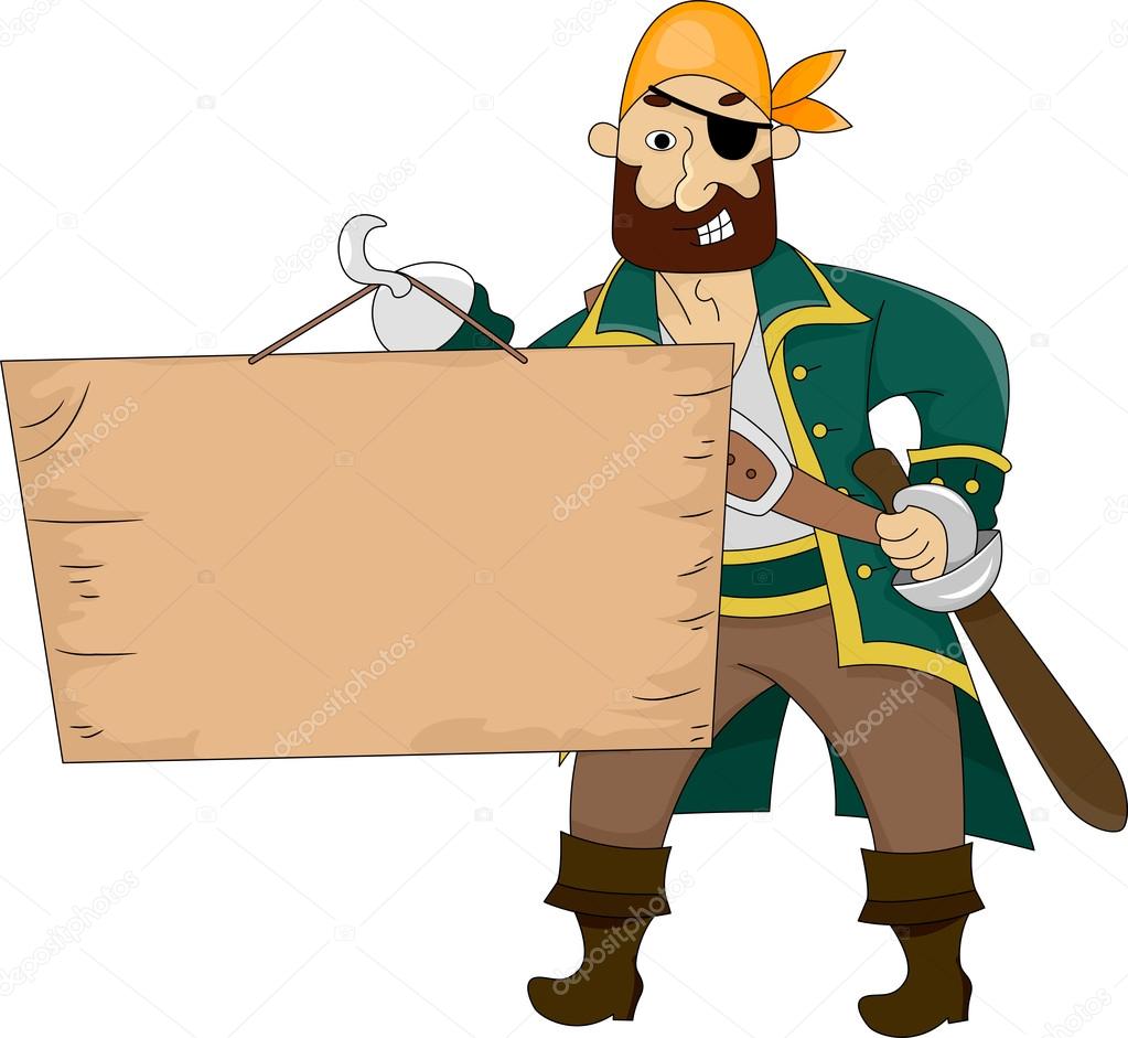 Pirate holding a Blank Board