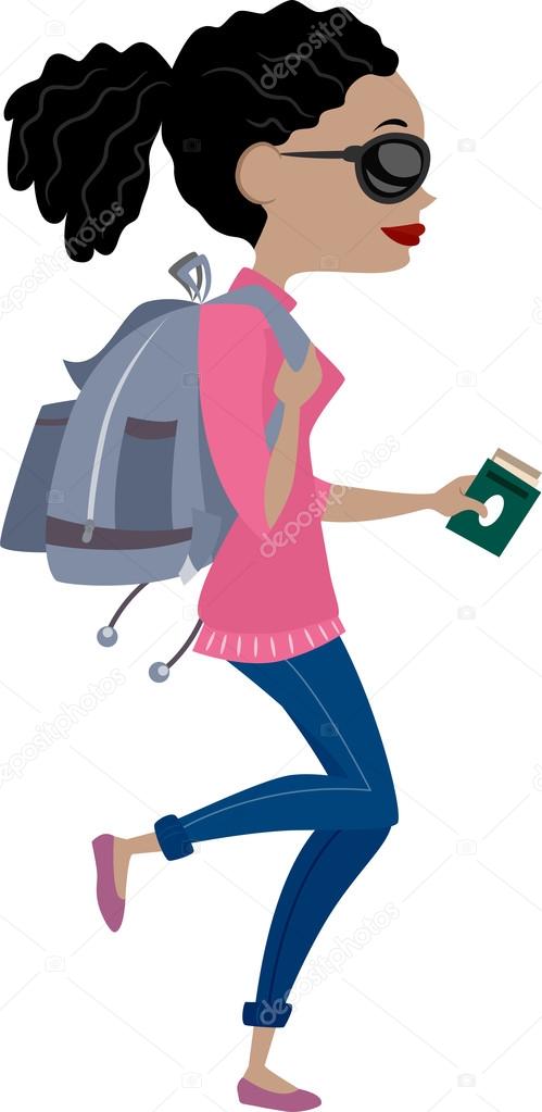 Girl Traveling with Backpack