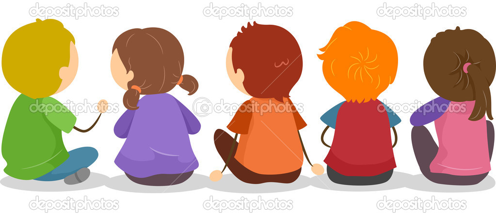 Backview of Kids Sitting on the Ground