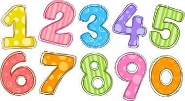 Colorful numbers clipart