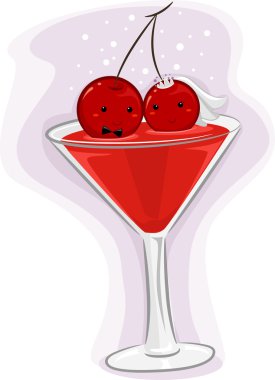 kiraz gelin ve damat ile kırmızı şarap