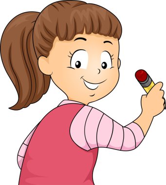 arkadan görünüşü kalem tutan bir litle çocuk kız