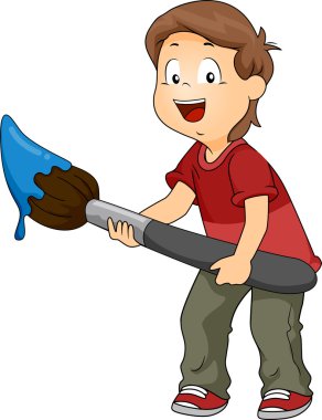Çocuk boy büyük boya fırçası ile