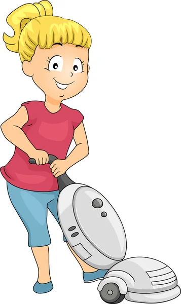 Little Girl with Vacuum Cleaner — Stock Photo, Image