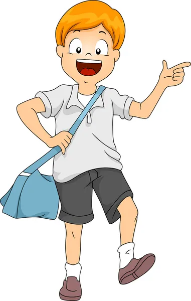 Kid Boy Student with Sling Bag — Stock Photo, Image